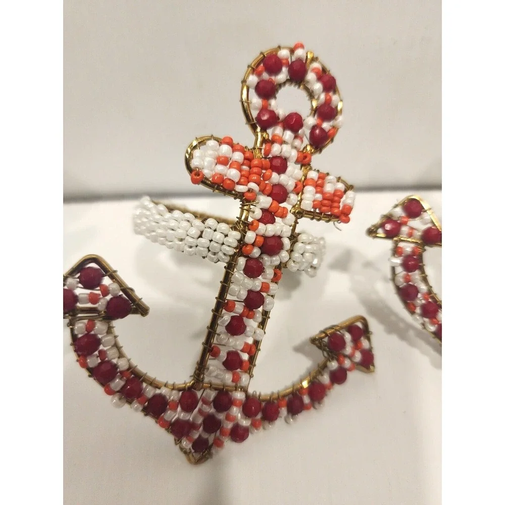 Beaded Anchor Napkin Rings   3.5